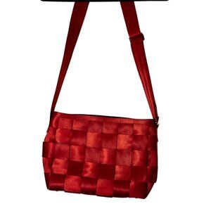 Vintage Harveys Scarlet Red Crossbody Messenger Seatbelt Tote Bag / Purse EUC